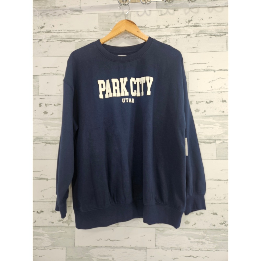 Old Navy Park City Utah Oversized Crewneck Sweatshirt Navy Blue S/509508-07 S